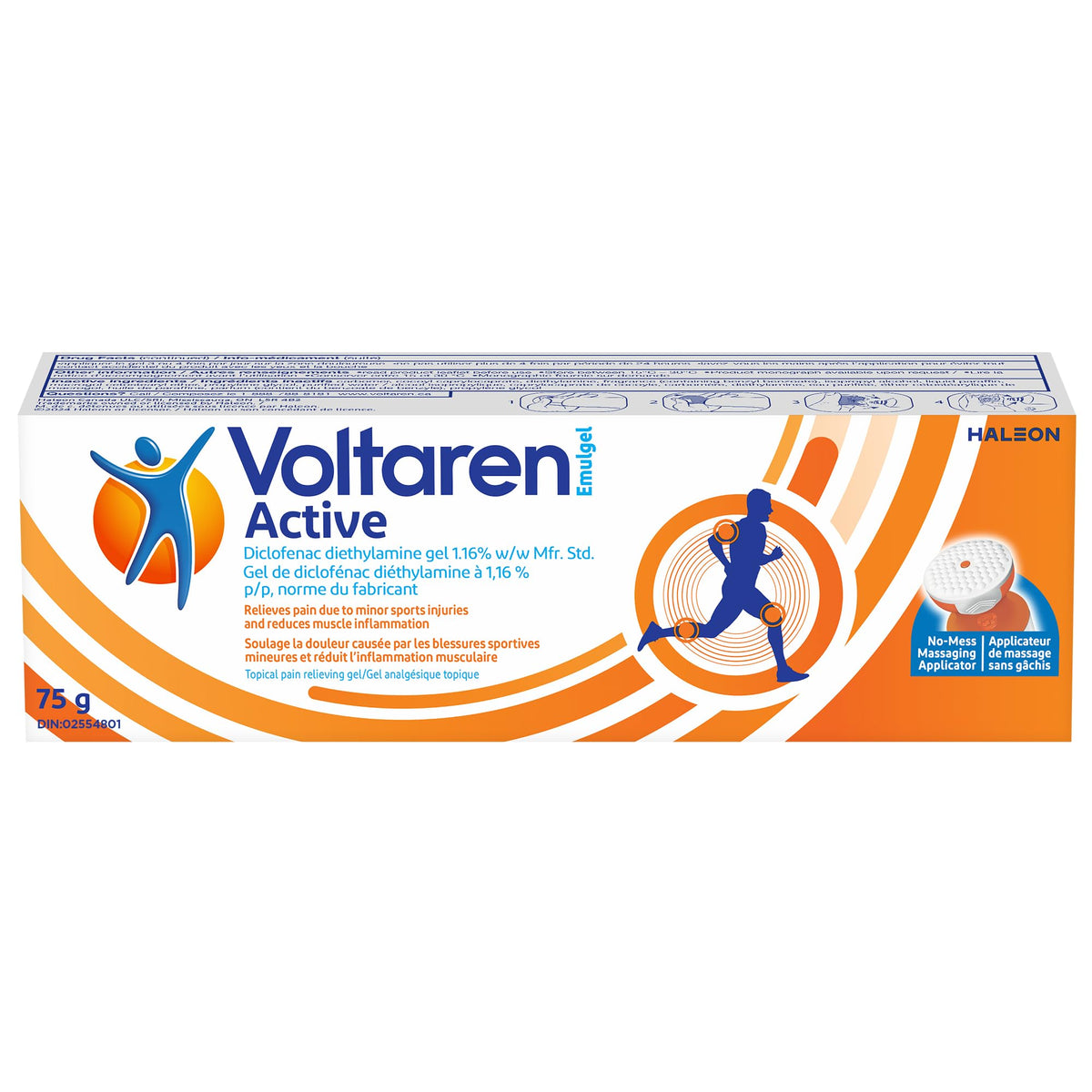 Voltaren Active Topical Pain Gel with No Mess Applicator, Inflammation Relief, 75g