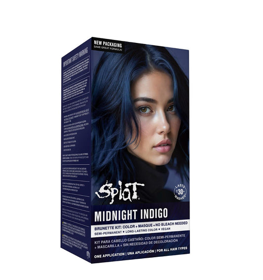 Splat Midnight Indigo Dark Blue Hair Color – Gentle Bleach-Free Hair Dye Kit