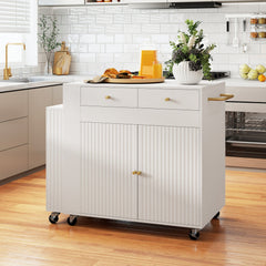 72 inches Kitchen Island with Extendable Dining Table and Power Outlet-White