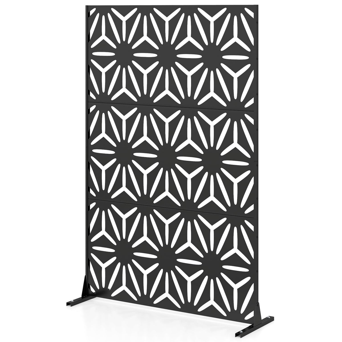 72 inchesH x 48 inchesW Freestanding Fence Panel with Stand and Expansion Bolts-Black