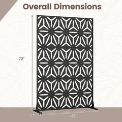 72 inchesH x 48 inchesW Freestanding Fence Panel with Stand and Expansion Bolts-Black