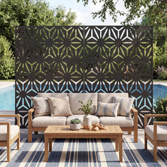 72 inchesH x 48 inchesW Freestanding Fence Panel with Stand and Expansion Bolts-Black