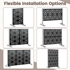 72 inchesH x 48 inchesW Freestanding Fence Panel with Stand and Expansion Bolts-Black