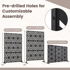 72 inchesH x 48 inchesW Freestanding Fence Panel with Stand and Expansion Bolts-Black