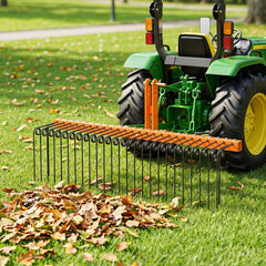 72 inches Pine Straw Rake with 30 Metal Coil Tines for Grass-Orange