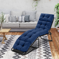 73 inchesx22 inches Outdoor Lounge Chaise Cushion with High Back String Ties Set of 2-Navy