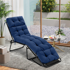 73 inchesx22 inches Outdoor Lounge Chaise Cushion with High Back String Ties Set of 2-Navy