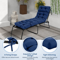 73 inchesx22 inches Outdoor Lounge Chaise Cushion with High Back String Ties Set of 2-Navy