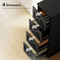 2 Drawer File Cabinet with Silent Slides, Vertical Farmhouse Filing Cabinet Fits Letter/A4 Size Home Office, Black