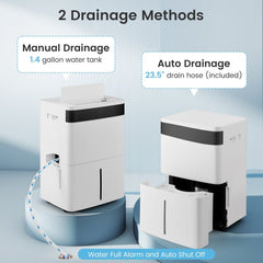 74 Pint Dehumidifier for 4500 Sq Ft, 22 Pints DOE, CSA Certified, Swing Louvre, 1.4 Gallon Tank