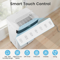 74 Pint Dehumidifier for 4500 Sq Ft, 22 Pints DOE, CSA Certified, Swing Louvre, 1.4 Gallon Tank