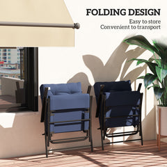 Set of 2 Outdoor Folding Chairs with Adjustable Backrest, Padded Camping Chairs for Outdoor Events, Grey