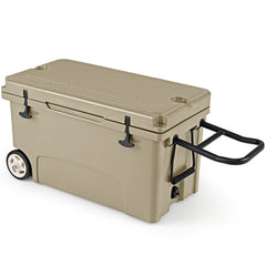 75 Quart Portable Hard Cooler with 6-Day Ice Retention and Wheels-Khaki