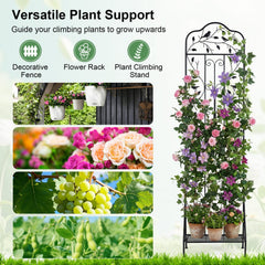 75 x 20 Inch Outdoor Metal Garden Trellis with Foldable Bottom Shelf-Black