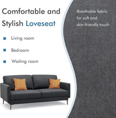 76.5 in Loveseat Sofa in Charcoal with 34.5 in Seats, CertiPUR-US Foam and a 103 Degree Backrest