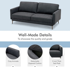 76.5 in Loveseat Sofa in Charcoal with 34.5 in Seats, CertiPUR-US Foam and a 103 Degree Backrest
