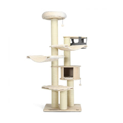 77.5 Inch Cat Tree with a Wooden Condo, Two Hammocks and 6 Inch Posts