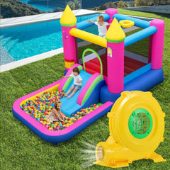 780W Bounce House Blower 1 HP Portable Air Pump Fan with Handle and Ground Stakes