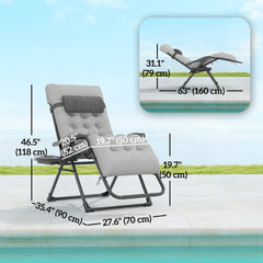 Padded Folding Recliner Chair, Patio Lounger with Cupholder, Adjustable Backrest, Removable Cushion, Black