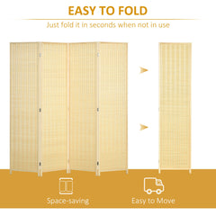 Woven Bamboo Room Divider, 4 Panel Folding Indoor Privacy Screens for Home Office, 71"x71"x0.6", Natural