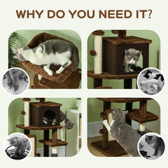 41 Inch Cat Tree with Scratching Posts, Cat Bed, Condo, Grooming Brush, Jumping Platforms, Toy Balls, Anti-tip Kit