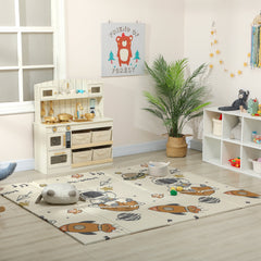 Foldable Baby Plat Mat, 77" x 69" Kids Floor Mat for Crawling and Learning, Astronaut & Planet Theme