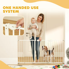 30 Inch Tall Pet Gate with Door Dog Gate and Barrier Indoor for Stairs Includes 7", 8", 12" Extensions Kit
