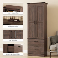 67" Tall Kitchen Pantry Storage Cabinet, Kitchen Pantry Cabinet with Doors, Drawers and Adjustable Shelves, Black