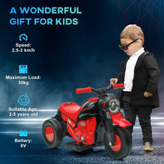 Electric Motorcycle for Kids, 6V Ride on Bubble Car with LED Headlight, Music, Pedal, for 2-5 Years Black