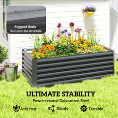 6' x 3' x 2' Raised Garden Bed, Galvanized Planter Box for Growing Flowers, Herbs and Vegetables, Brown