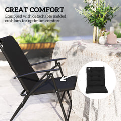 Set of 2 Outdoor Folding Chairs with Adjustable Backrest, Padded Camping Chairs for Outdoor Events, Grey