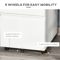 3 Drawer Filing Cabinet, Lockable Office Storage Cabinet on Wheels for Legal, Letter, A4 Files, Black