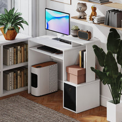 Computer Desk with Sliding Keyboard Tray Storage Drawer Shelf Home Office Workstation Grey