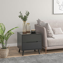 Nightstand, Bedside Table with 2 Drawers, Modern Side End Table with Solid Wood Legs for Bedroom, White