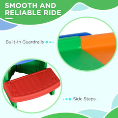 9.8 ft Up and Down Roller Coaster for Kids, Thrill 4 Pieces Toddler Roller Coaster Ride on Toy with Side Steps, Sliding Car with Handles, for 2-5 Years Old