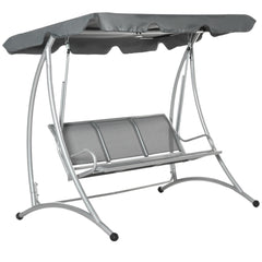 3 Seat Metal Swing Chair Hammock w/ Canopy Cover Heavy Duty Patio Garden Outdoor Beige