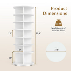 7-Tier Rotating Shoe Rack Tower Freestanding Spinning Shoe Organizer-White