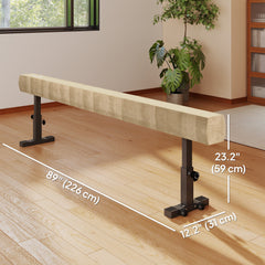 7.5ft Adjustable Balance Beam, Gymnastics Beam with Wheels, Gymnastics Equipment for 6+ Years Old Training
