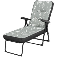 Outdoor Lounge Chair with Padded Cushion, Folding Reclining Patio Garden Chair with Recline Back, Footrest, for Poolside, Patio, Blue