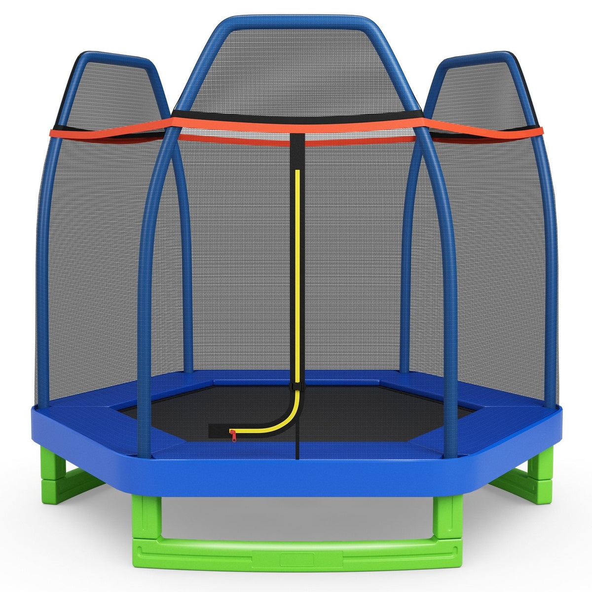 7 Ft Kids Trampoline W/ Safety Enclosure Net-Blue