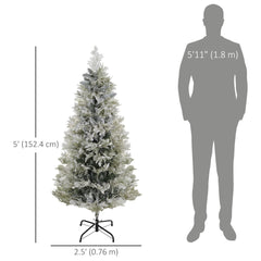 6 Feet Pencil Snow Flocked Artificial Christmas Tree with 517 Realistic Cypress Branches, Auto Open, Green
