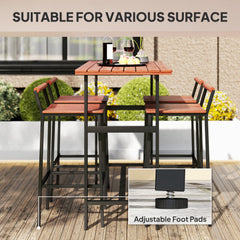5 Piece Patio Bar Set with 47" Bar Height Table and 4 Bar Stools, for Backyard, Balcony, Porch, Pool, Lawn, Brown
