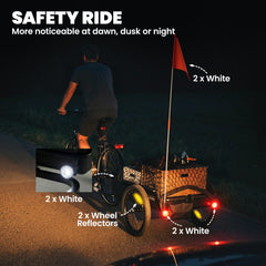 Bike Trailer, Bike Cargo Trailer with Quick Release 16" Wheels, Cargo Net, Safe Reflectors and Red Flag