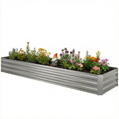 8'x2'x1' Galvanized Raised Bed, Large Elevated Planter Box for Growing Flowers, Herbs and Vegetables, Dark Grey