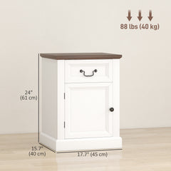 Side Table Set of 2, End Tables with Drawer and Cabinet, Nightstands for Small Spaces, Living Room, Black