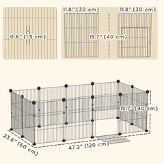 Small Animal Cage Waterproof Mat DIY Animal Playpen for Guinea Pigs Rabbits 12 Panels and Door Black