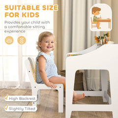 Kids Desk and Chair Set with Storage, Shelves for Bedroom, 3-8 Years Old, White