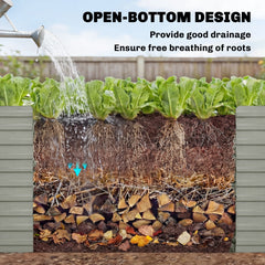 5' x 3' x 2' Raised Garden Bed, Galvanized Planter Box for Growing Flowers, Herbs and Vegetables, Black
