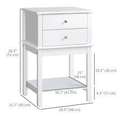 Modern Sofa Side Table, Accent End Table with Drawers and Storage Shelf, Nightstand for Bedroom Living Room, Black