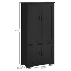 48" 4-Door Storage Cabinet Multi-Storey Large Space Pantry with Adjustable Shelves Black
